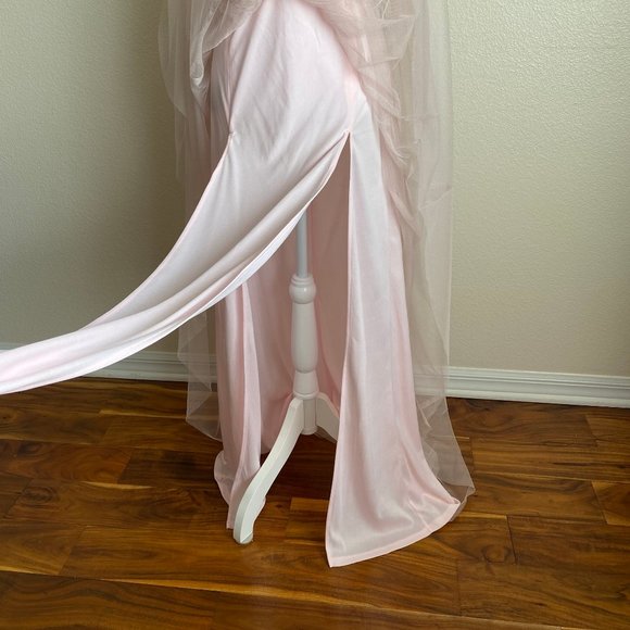 Agaci Dress Gown NEW + TAGS Tulle Mesh Blush Pink - Picture 5 of 13